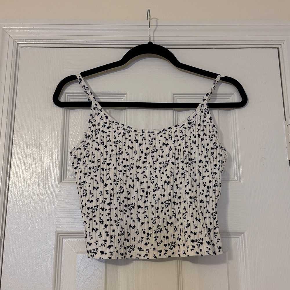White and Black Floral Print Camisole